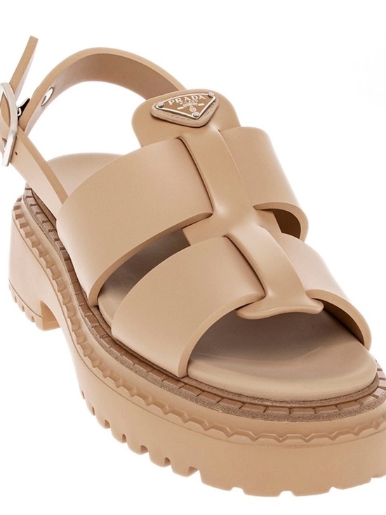 Prada Shoes - AUTHENTIC Prada Soft Cage Beige Platform Slingback Sandals (Size 37)